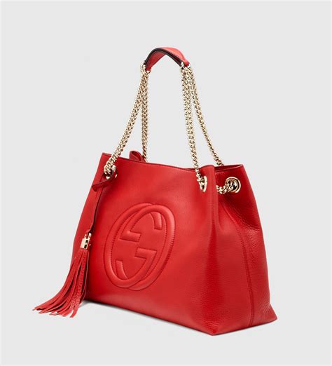 red leather gucci soho bag